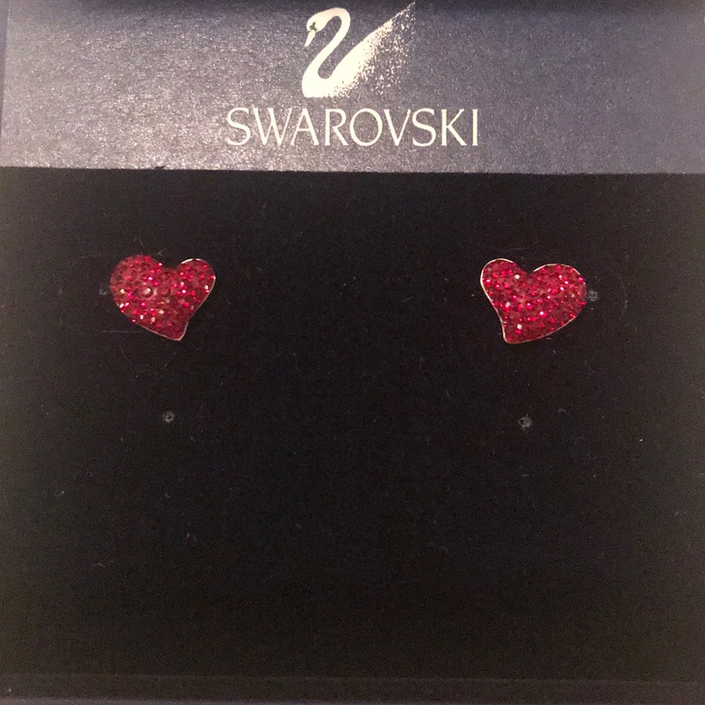 Swarovski Red Crystal Heart Earrings